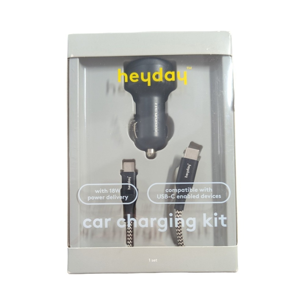 Mm8-N USB Car Charger with 6'‎ USB-C to USB-C Braided Cable - Heyday Black